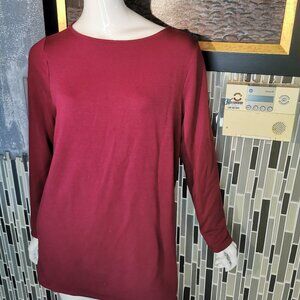 J. JILL PURE JILL Luxe Tencel Top Size L Burgundy Knit Tunic Women’s 0427  Due t